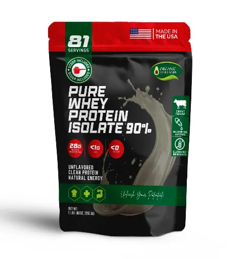 Pure Whole Whey Protein Isolate 90% (5 lbs. Unflavored)